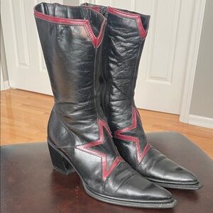 Marc Modavi Italian Leather Black and Red Star Women's Boots